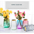 ribbed glass vase Flower for Home Decoration